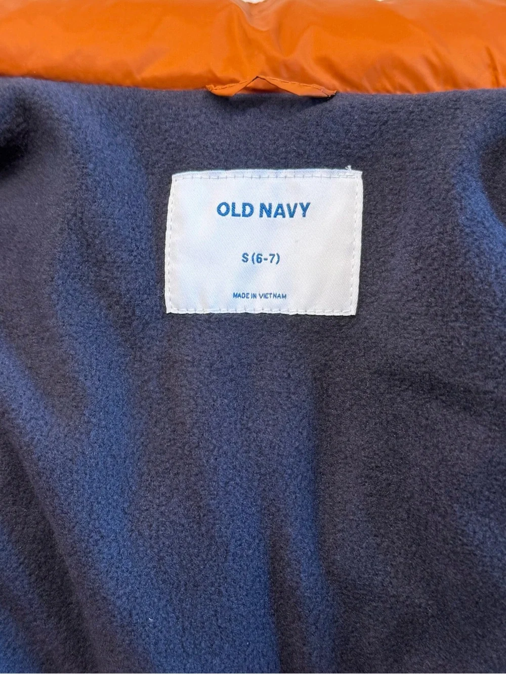Old Navy Boys Rust Puffer Vest Fleece Lined Size 6-7 S